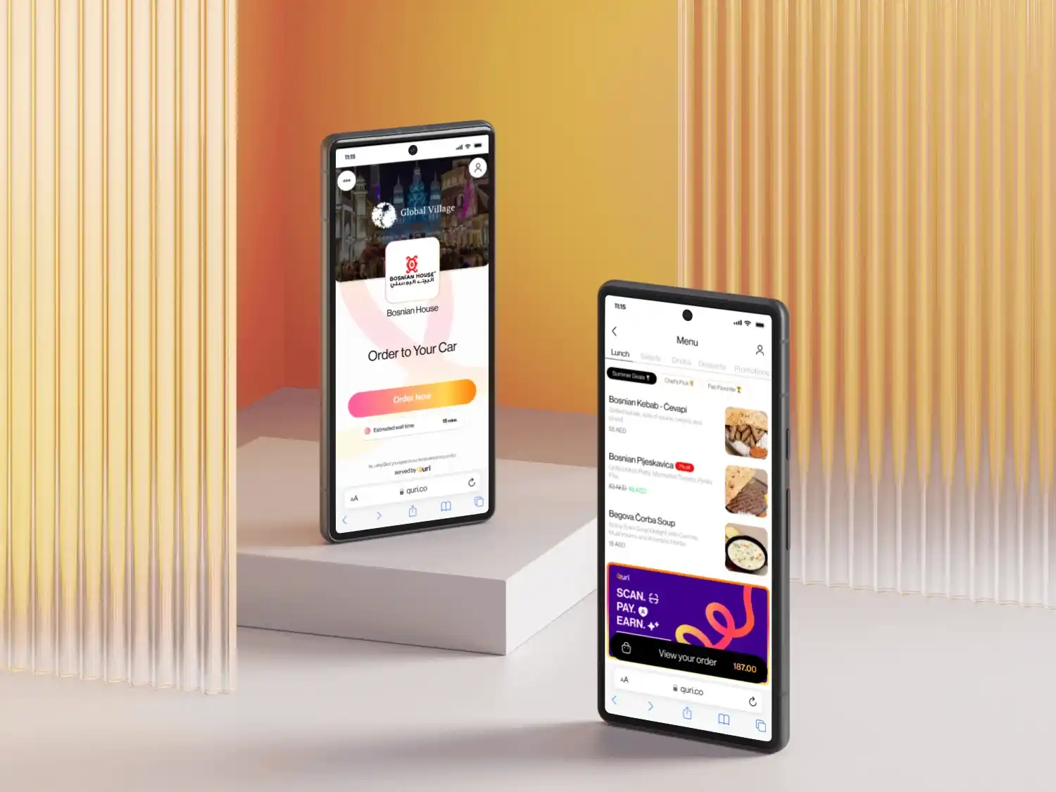 Quri digital restaurant ordering and payment system interface